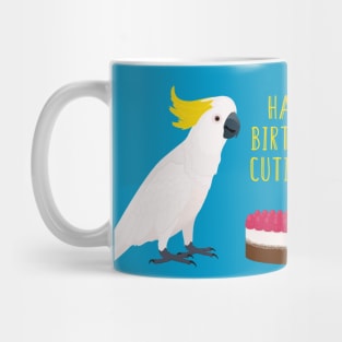 Happy birthday, cutie pie, cockatoo with cheesecake Mug